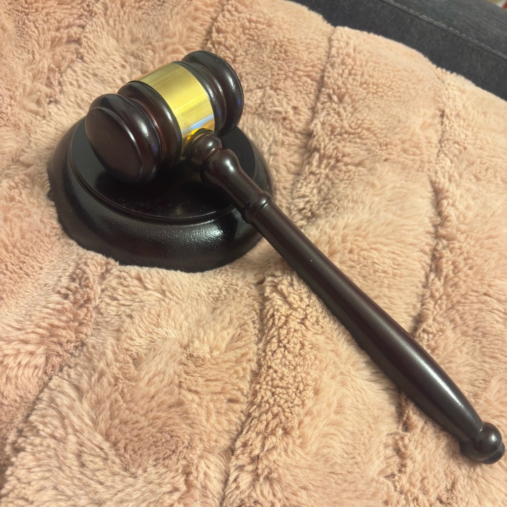 Wooden Gavel with Gold Band